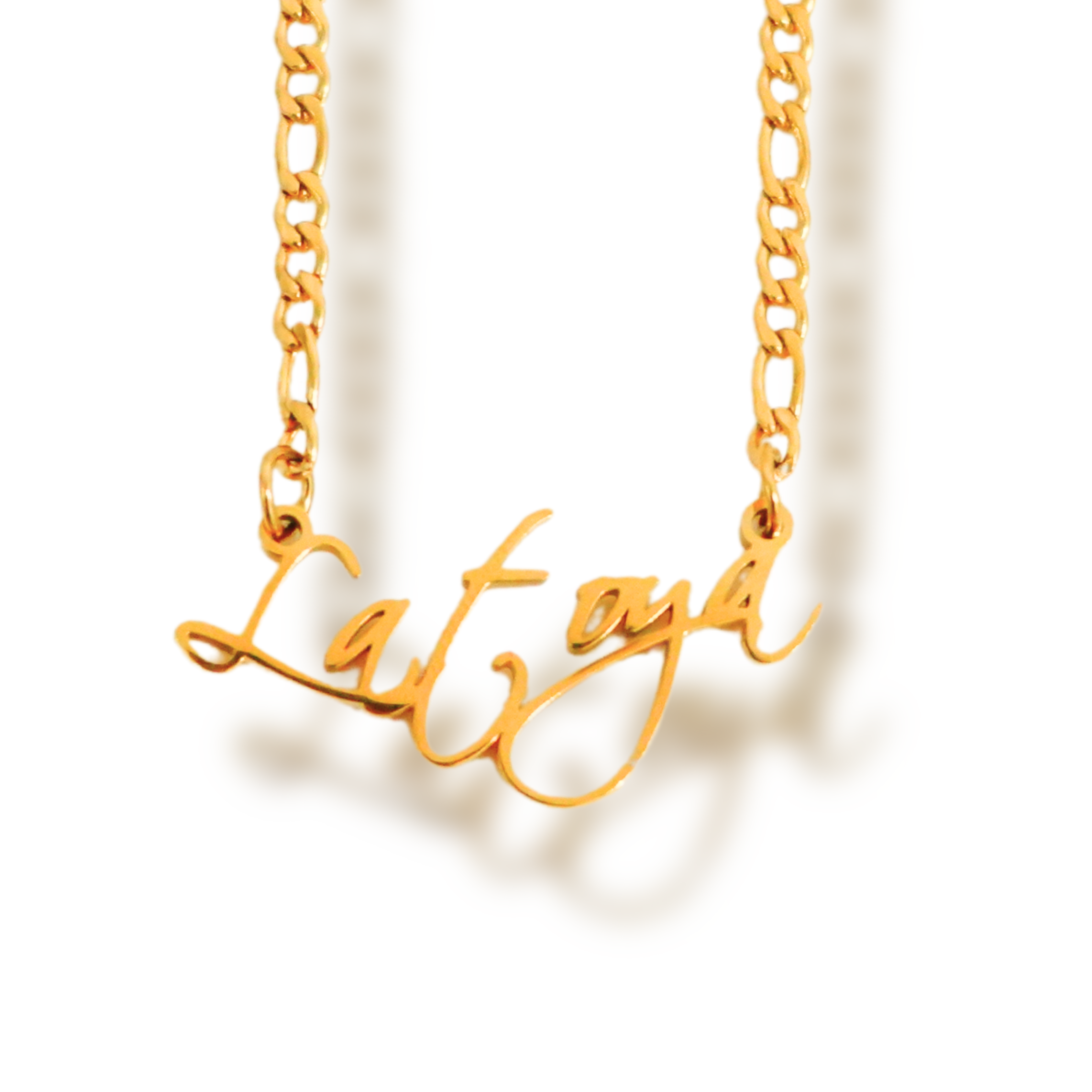 18KT Gold Plated Script Name Necklace (Figaro)