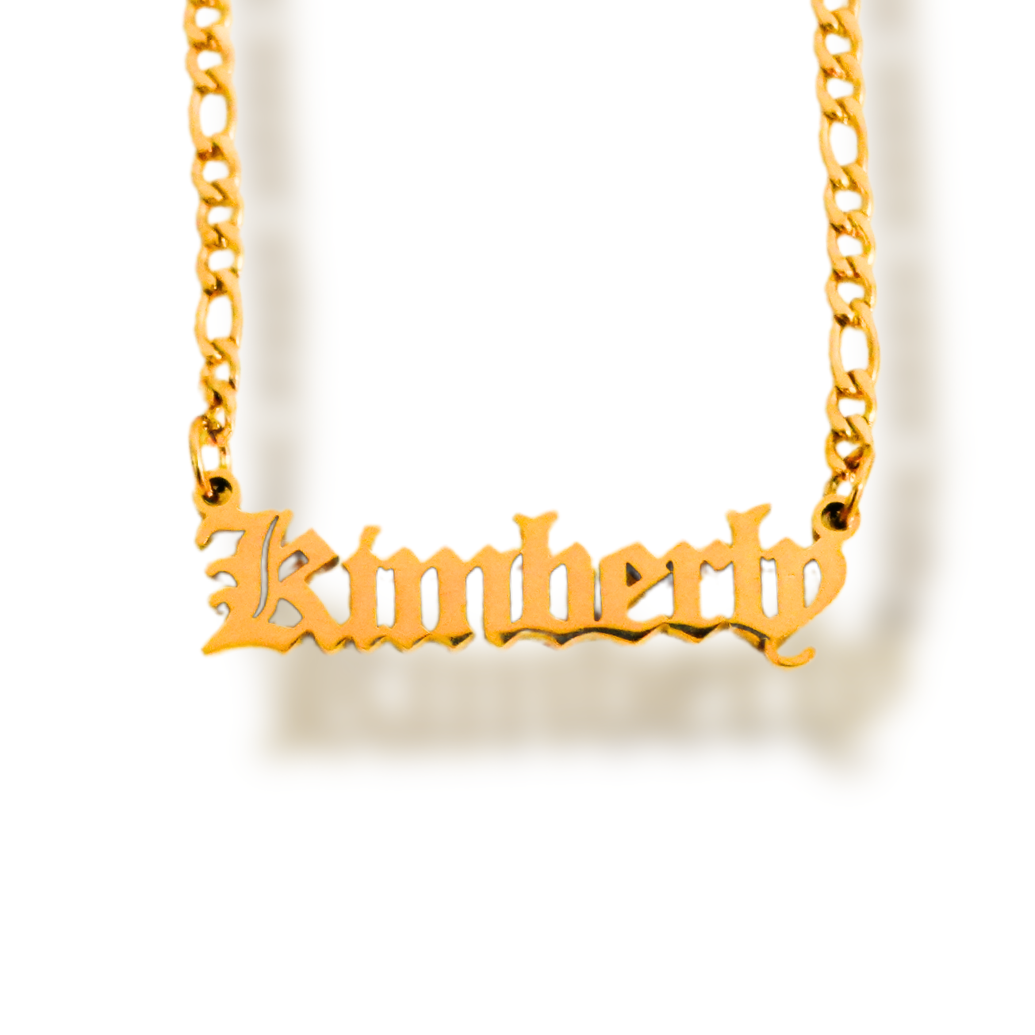 18KT Gold Plated Royal Name Necklace (Figaro)