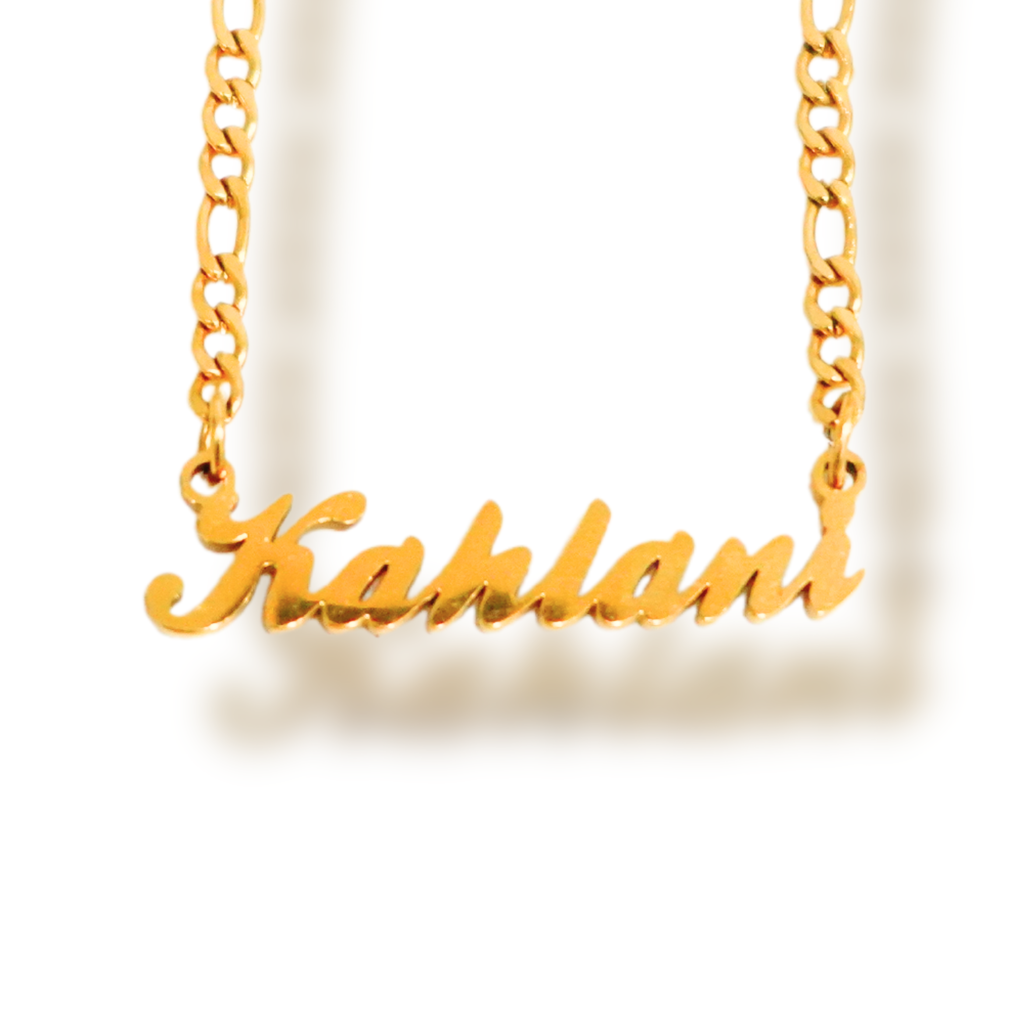 18KT Gold Plated Chunk Name Necklace (Figaro)