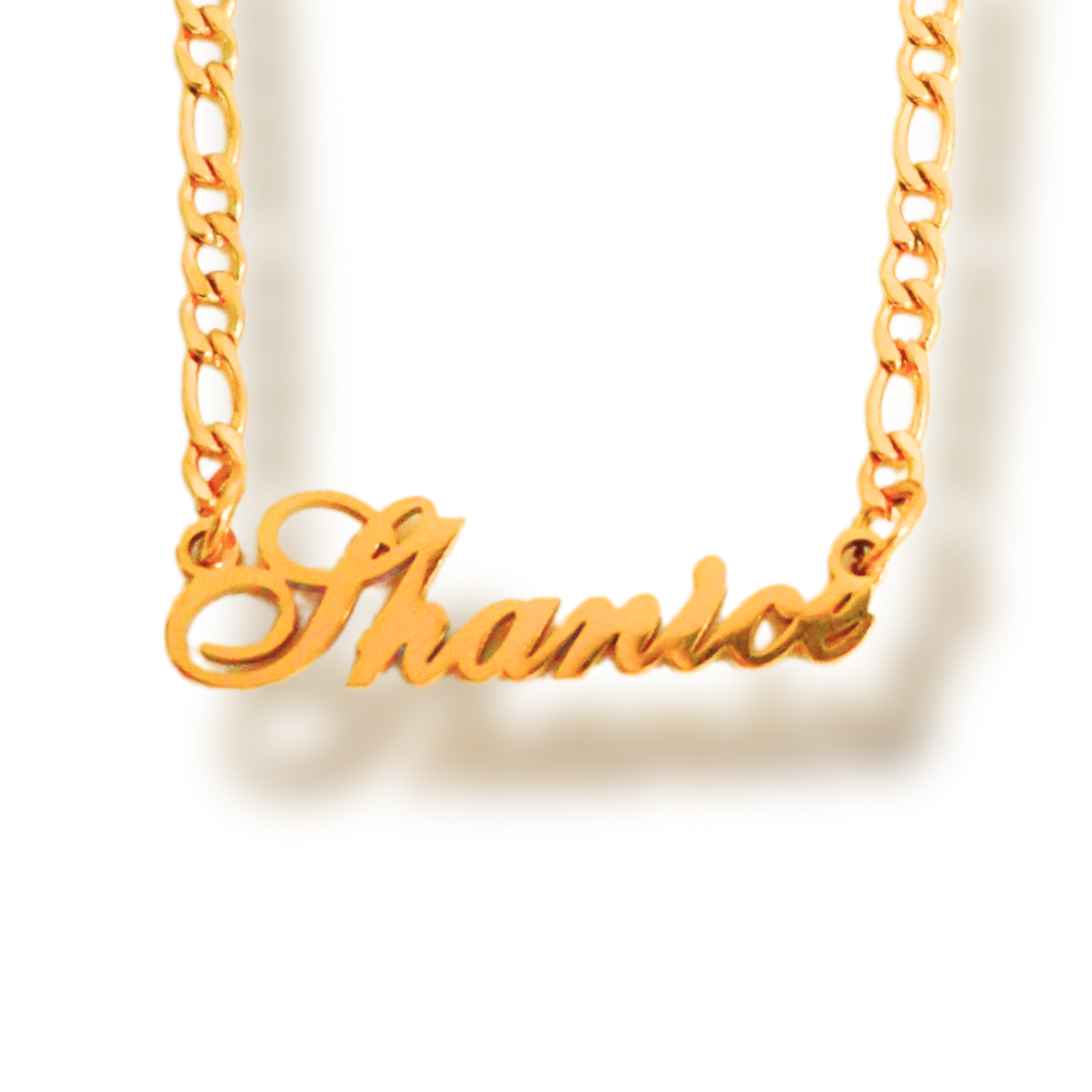 18KT Gold Plated Classic Name Necklace (Figaro)