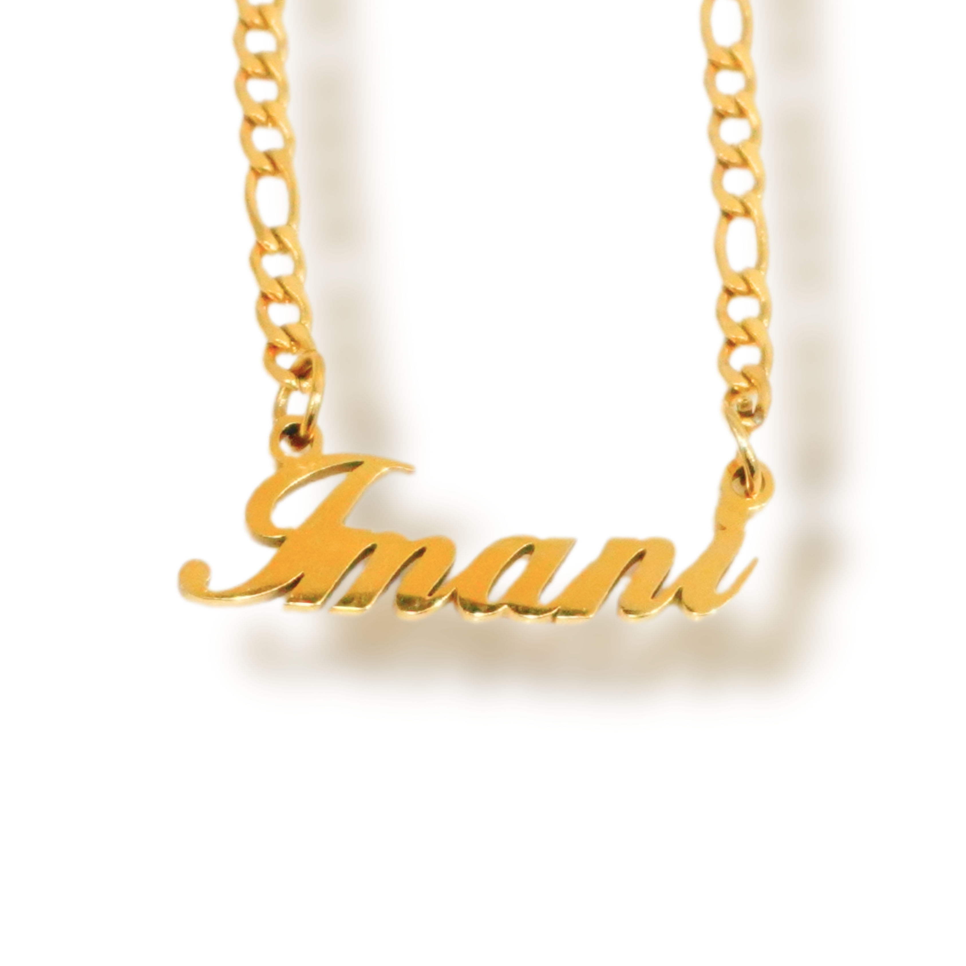 18KT Gold Plated Primal Name Necklace (Figaro)